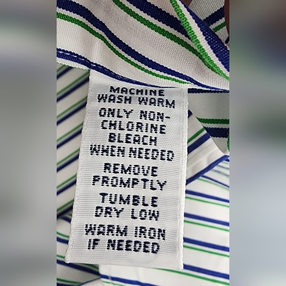 VTG Polo Ralph Lauren Custom Fit Shirt Mens 16 1/2 33/35 Striped Green White Blu - Picture 12 of 13
